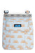 Small crossbody bag with sun pattern, front zippered pocket and adjustable strap clips