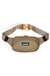 Canvas waist pack with adjustable strap and orange buckle, front view on white background
