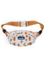 Canvas waist pack with plant pot pattern, orange adjustable strap and white buckle closure