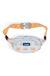 Light blue fanny pack with orange sunburst pattern and orange adjustable strap