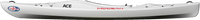 White inflatable kayak shown in side profile view with black handles and rigging