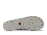 Light gray athletic shoe sole with geometric tread pattern, bottom view