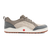 Beige and gray athletic water shoe with mesh upper and lace-up closure, side view