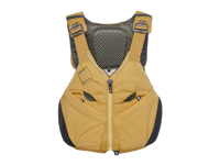 Personal flotation device with front zip, shoulder straps, and mesh back panel