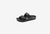 Black EVA two-strap sandals with adjustable buckles on clean white background