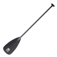 Black canoe paddle with carbon fiber shaft and teardrop blade shown at diagonal angle