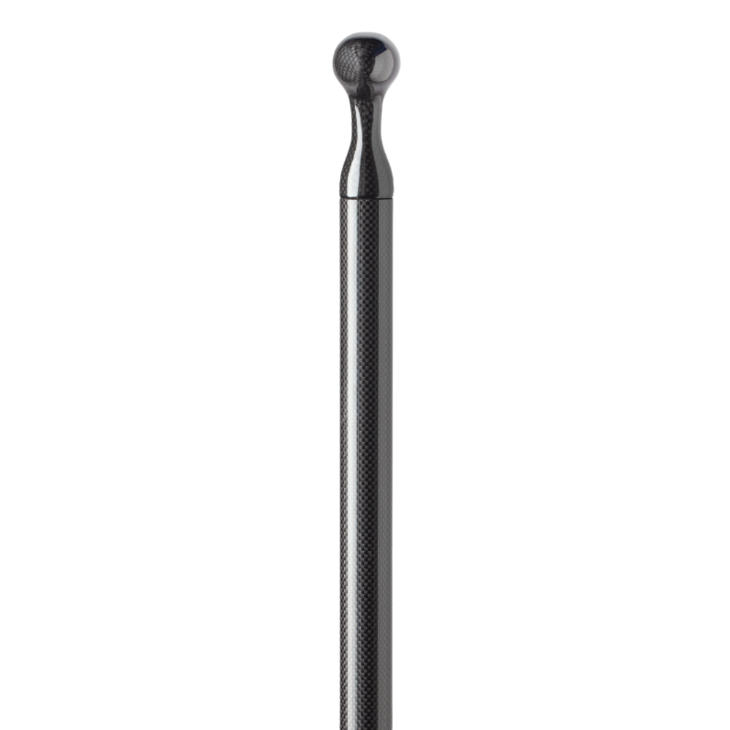Black carbon fiber canoe paddle with curved blade and textured grip handle
