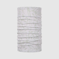 Tubular neck gaiter in light gray with subtle pattern, shown against clean background