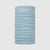 Light blue tubular neck gaiter with horizontal gathered fabric texture on clean background
