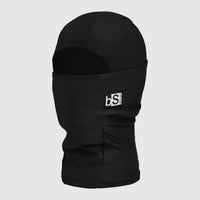 Black full-coverage balaclava hood with open face cutout and neck coverage, side view