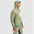 Men's hooded fleece jacket with full zip, color-blocked panels, side profile view