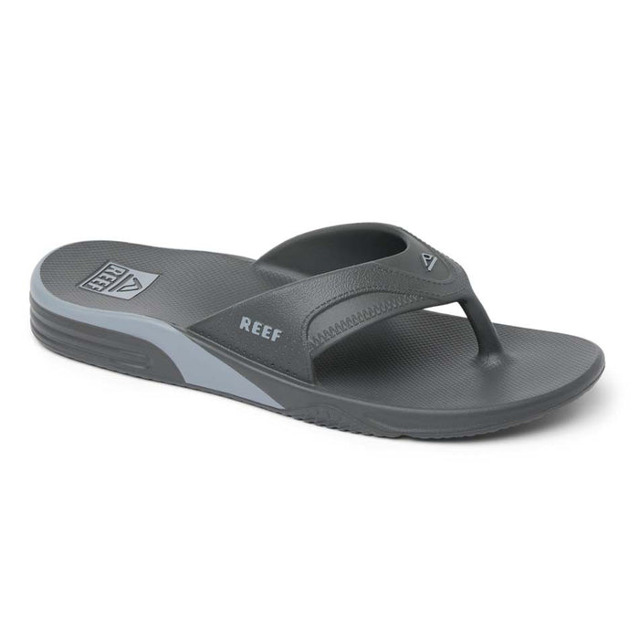 Men's flip flop sandal in grey with textured footbed and toe strap