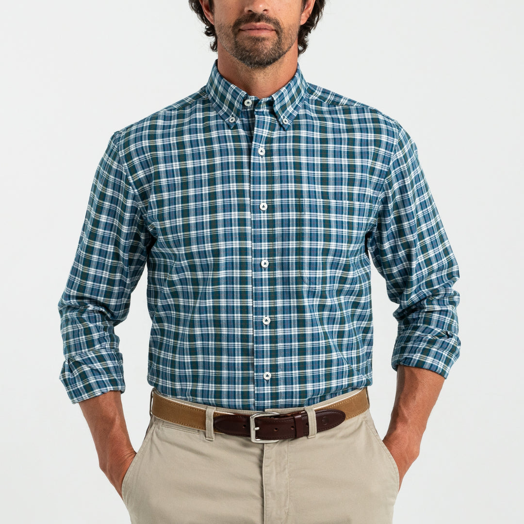 M's Cotton Oxford Sport Shirt Thompson Plaid