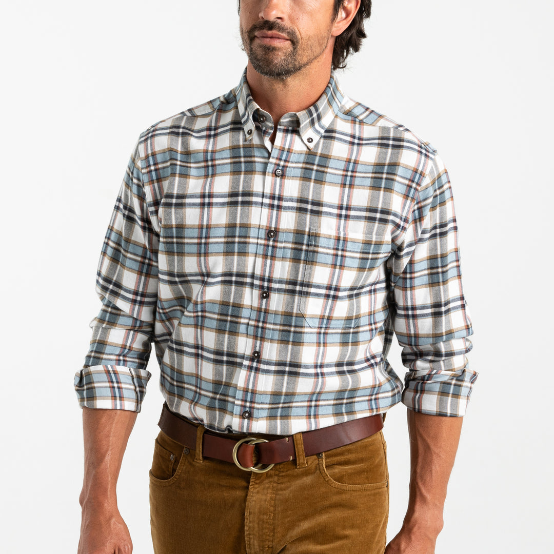 M's Cotton Flannel Sport Shirt Russian Plaid