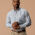 Men's long-sleeve plaid button-down Oxford shirt with chest pocket, front on-model view