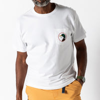White short sleeve t-shirt with chest pocket and duck logo detail