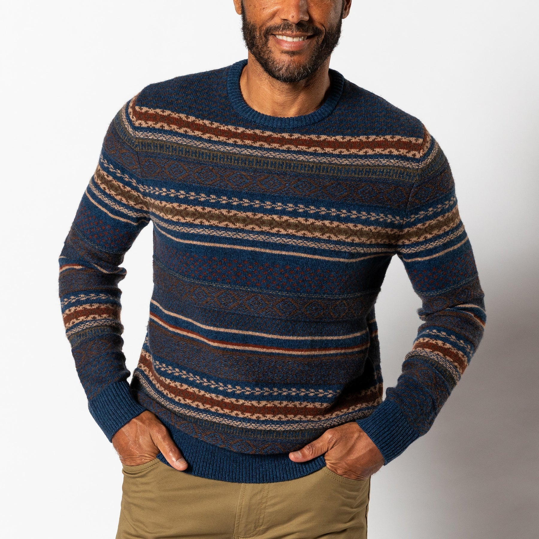 M's Birch Fair Isle Crewneck Sweater