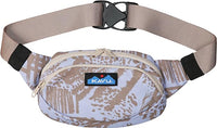 Tan camouflage waist pack with adjustable strap and front zipper compartment