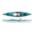 Single-person sit-inside kayak shown from top and side view with cockpit and storage compartments