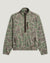 Camouflage fleece half-zip pullover with quarter zip, mock neck, and two side zip pockets, front view