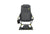 High-back reclining camp chair in dark grey with yellow-green accents, front view, with cup holder