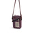 Small crossbody bag in burgundy with adjustable strap and front zip pocket