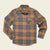 Men's long-sleeve plaid flannel shirt with chest pocket, flat lay front view