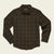 Men's long-sleeve plaid flannel shirt with button front, chest pocket, and spread collar, flat lay view