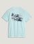 Light mint youth t-shirt back view with 4x4 camper van beach adventure graphic print