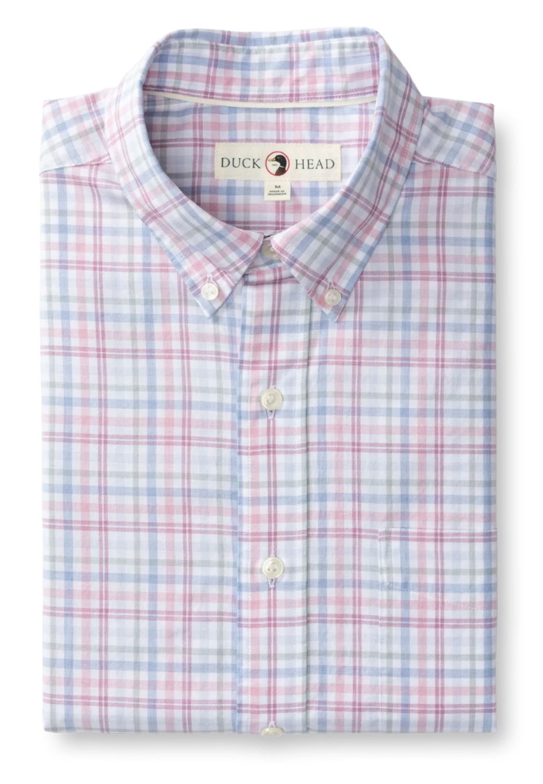 Duck Head Ms LS Cotton Twill Sport Shirt - Ashland Plaid Pale Pink