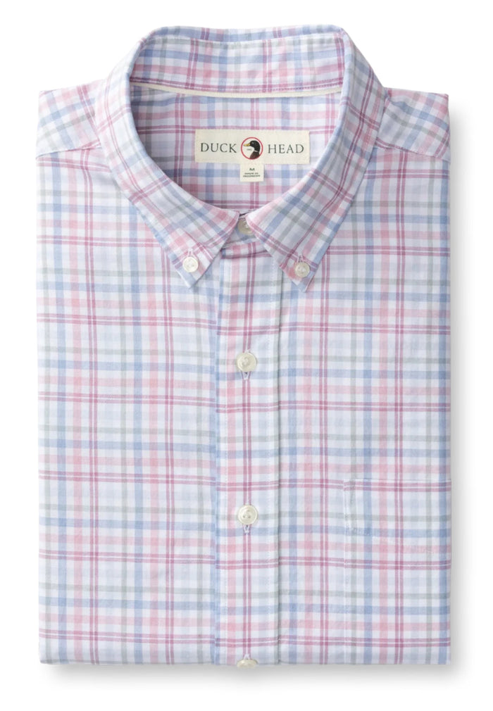 Duck Head Ms LS Cotton Twill Sport Shirt - Ashland Plaid Pale Pink