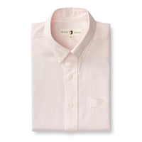 Light pink long sleeve button-down shirt with collar and chest pocket, front view