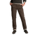 Women's lined chino pants in dark brown with rolled cuffs, front view on model