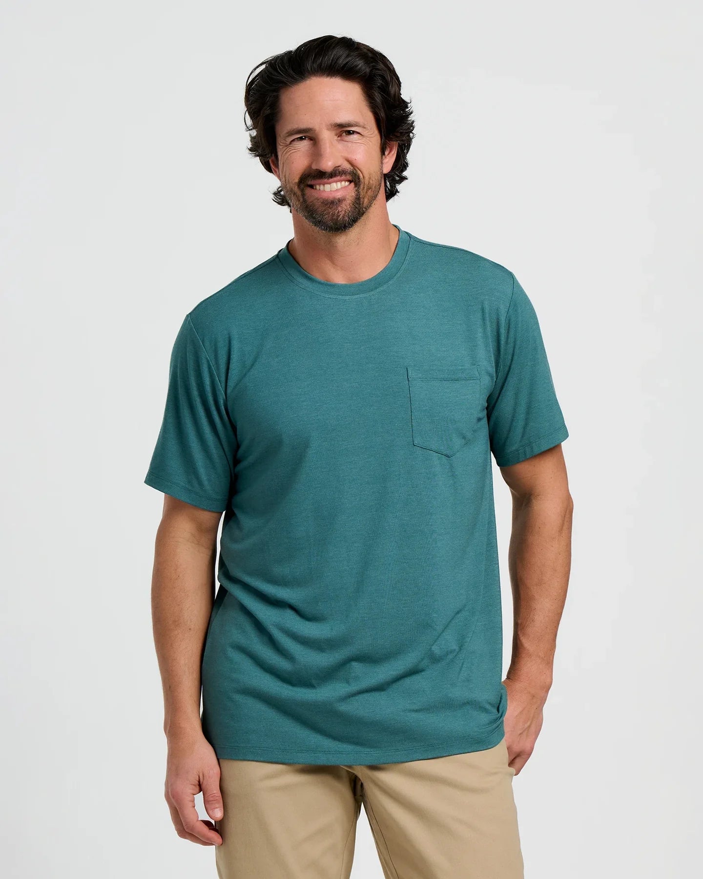 FreeFly Ms Bamboo Flex Pocket Tee Heather ea Pine / S
