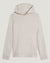 Men's pullover hoodie in heathered beige, flat lay view, kangaroo pocket and raglan sleeves