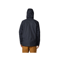 Men's insulated hooded jacket shown from the back, featuring adjustable hood and clean seam lines