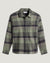 Men's long-sleeve plaid flannel shirt with button front, chest pocket, and spread collar
