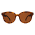 Round oversized sunglasses with tortoiseshell frame and brown tinted lenses, front view