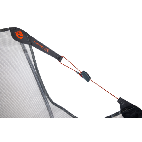 Light gray reclining camping chair showing adjustable headrest and frame detail against white background