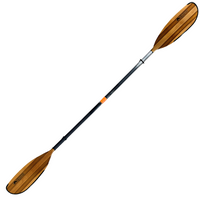Wooden kayak paddle with carbon fiber shaft and adjustable ferrule system