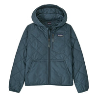 Kids' quilted hoody with diamond stitching, full zip, hood, and kangaroo pocket, front view