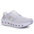 Light purple running shoe with mesh upper and white sole featuring ventilation holes, side view