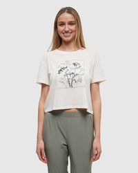 tentree Ws Floral Crop T-Shirt Undyed/Meteorite Black