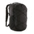 Black daypack backpack with zigzag cord lacing system and multiple zippered compartments