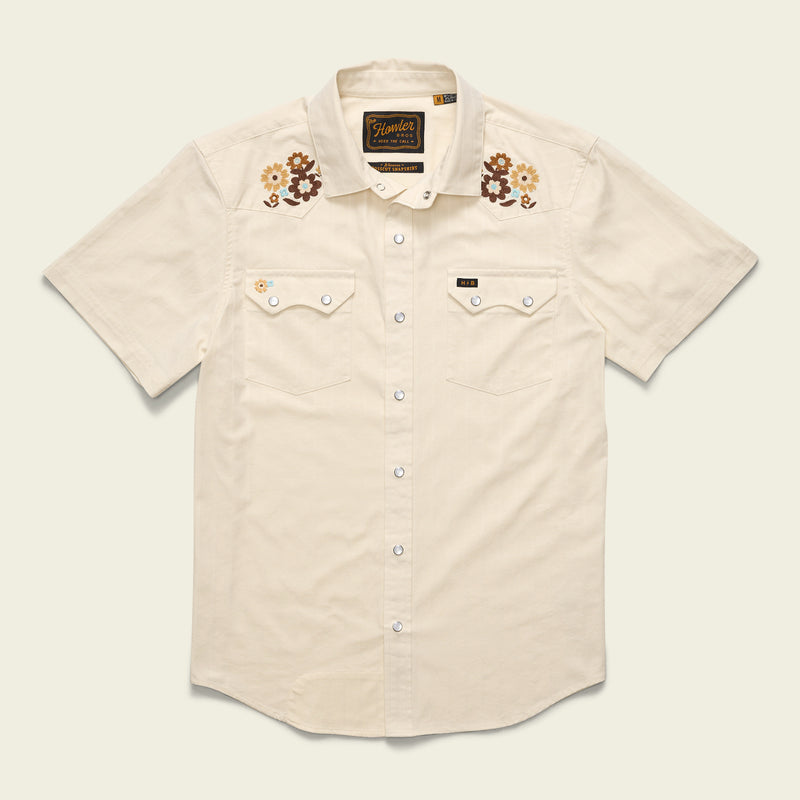 Howler Brothers Ms Crosscut Deluxe Shortsleeve Snapshirt Flower Power: Off White Dobby