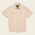 Men's short-sleeve snap-button shirt with floral ribbon stripe pattern, two chest pockets, flat lay view