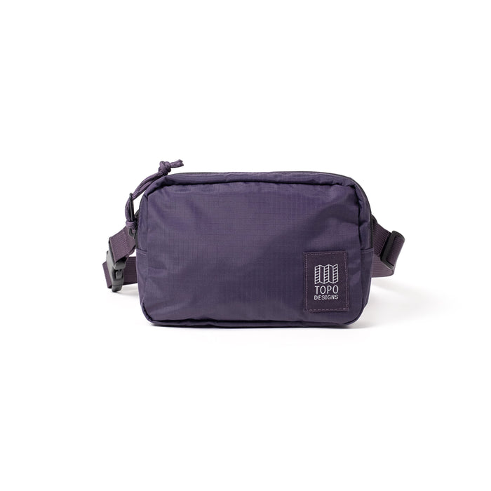 Deep purple ripstop belt bag with zipper closure and adjustable waist strap
