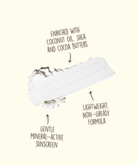 White mineral sunscreen face stick with product texture swatch showing creamy formula