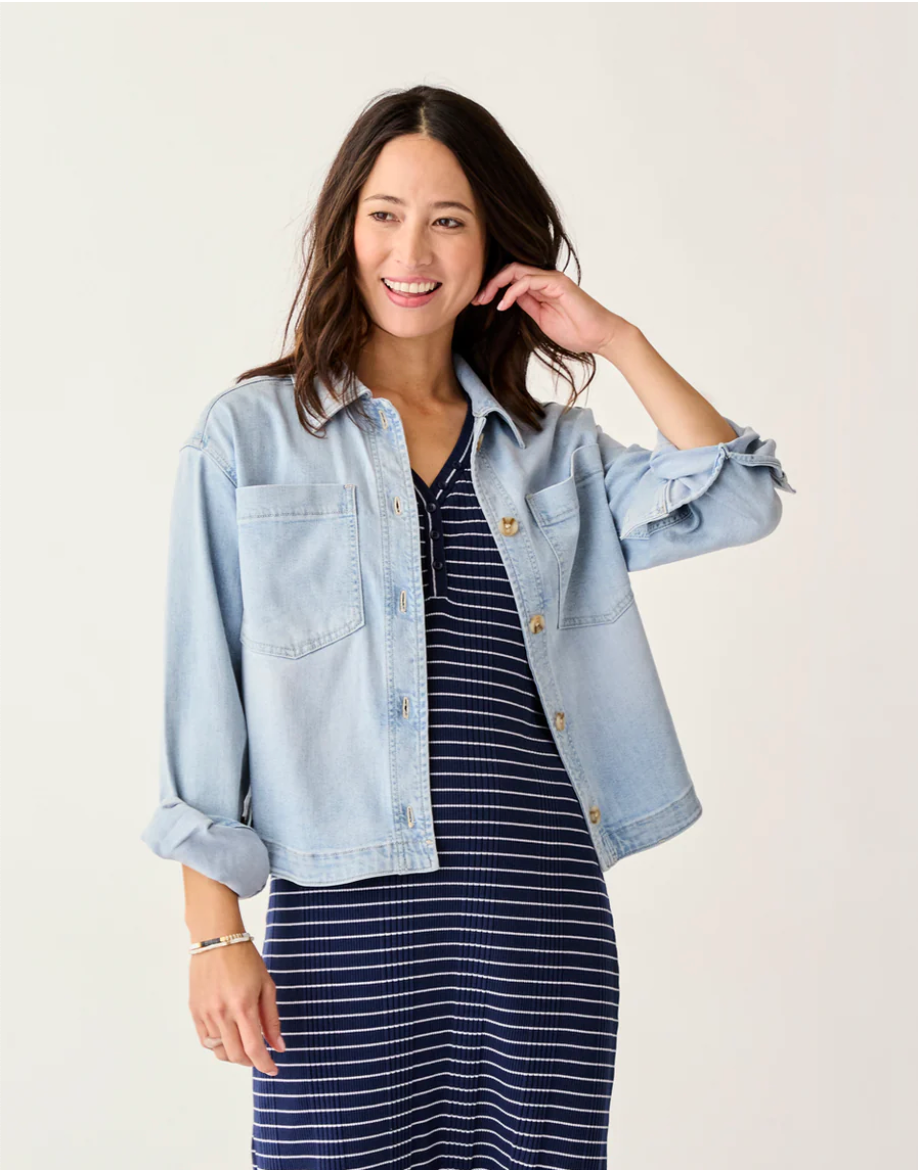 Carve Designs Ws Flora Denim Shacket Savannah