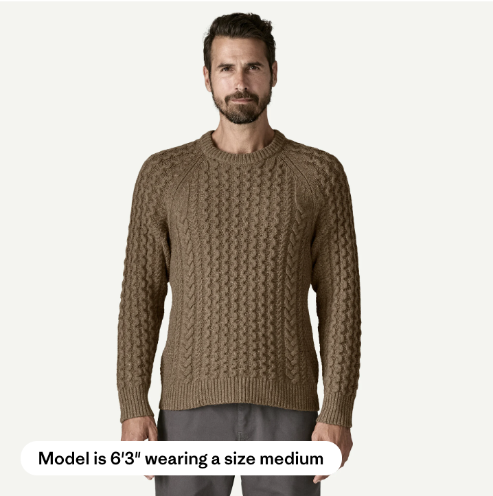 Recycled Wool-Blend Cable Knit Crewneck Sweater